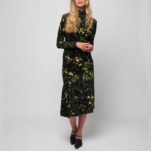 Dries Van Noten Henalis Velvet Green and Black Dress